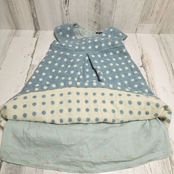 Tocca Girls Wool Party Dress Size 6 Blue w/ White Polka Dot Cotton Lined NWOT - Picture 7 of 12